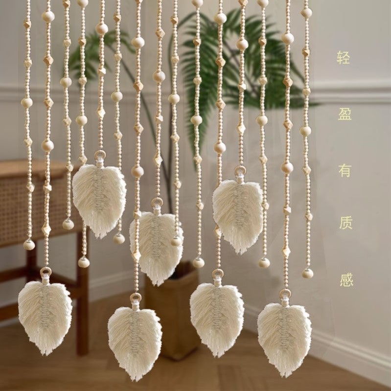 木珠帘隔断帘玄关卧室门帘装饰家用房间珠帘卧室过道玄帘子原木