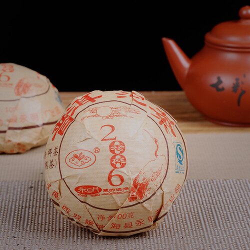 云南勐海布朗山2007年老熟沱100克实益牌普洱熟茶勐海永明茶厂
