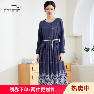 中长款 文艺碎花气质修身 连衣裙女ESQL019 新款 依伽依佳2023秋季