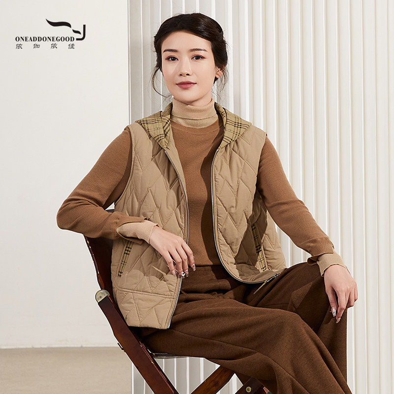 依伽依佳文艺纯色百搭休闲棉服