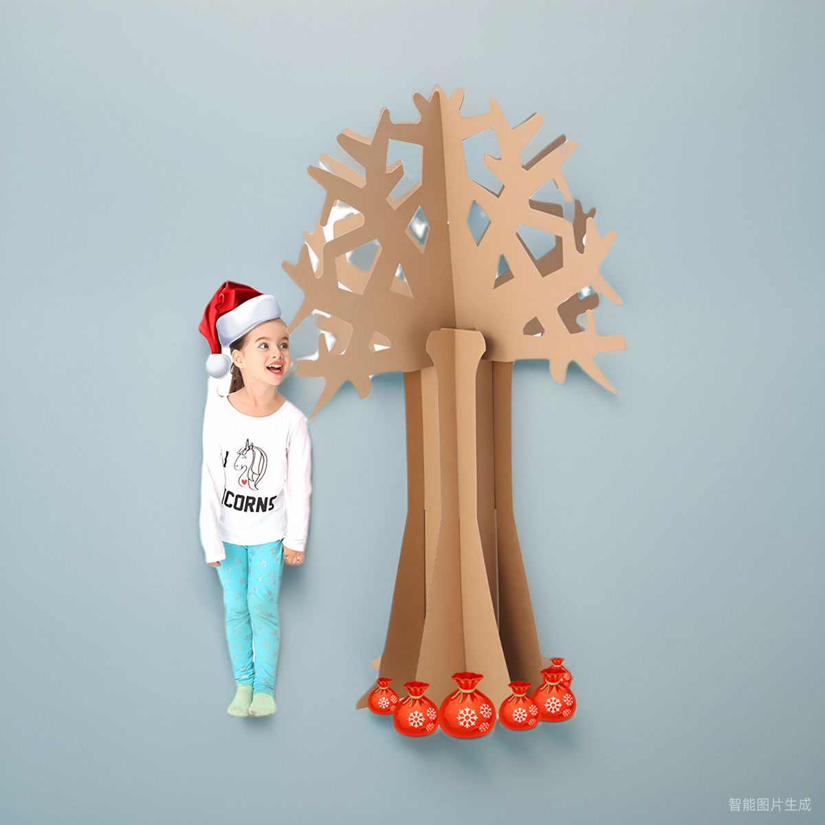 儿童纸箱圣诞树手工幼儿园舞台立体树圣诞节纸皮diy拼装椰子大树