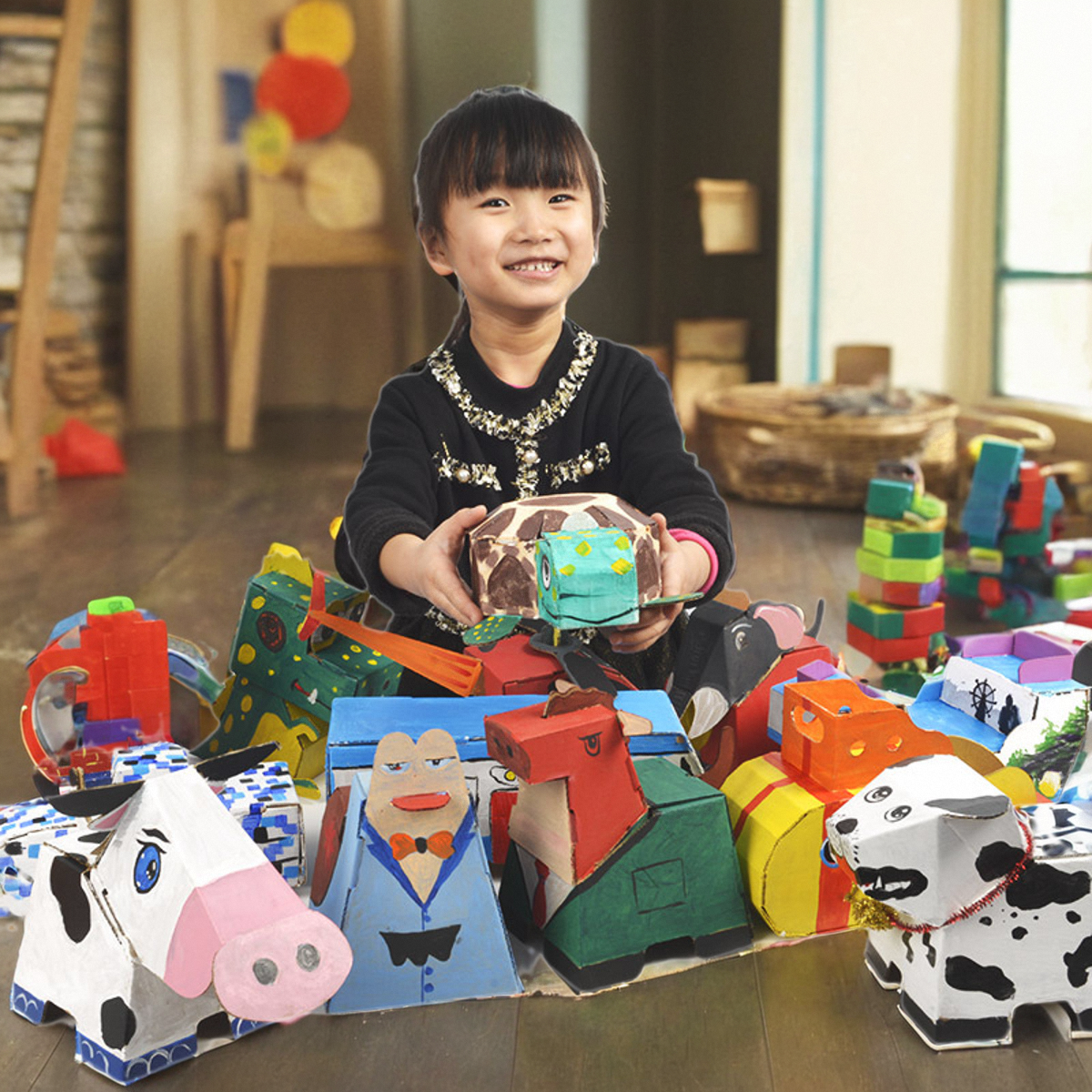 儿童汽车模型坦克动物手工作业拼装小型纸板DIY玩具涂鸦白模填色,玩具/童车/益智/积木/模型,螺母拆装/组合玩具,淘宝优惠券,粉丝福利购,淘宝优惠卷