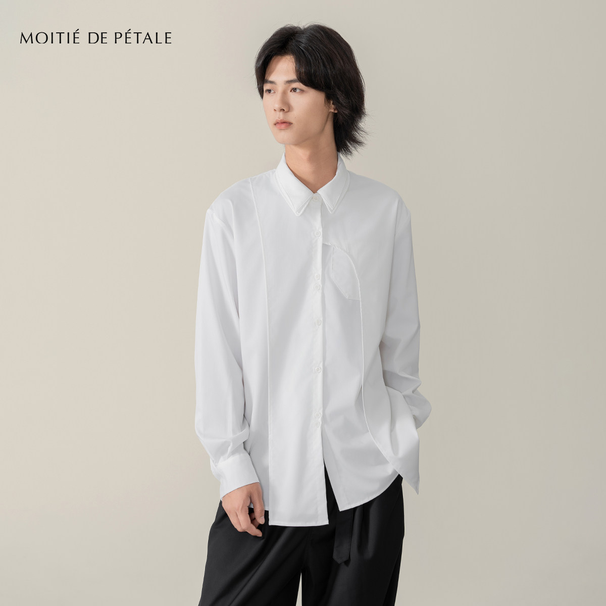 半片花瓣双重结构竹纤维衬衫