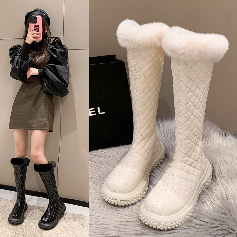 加厚棉鞋小个子长筒骑士长靴女鞋