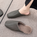 百搭一脚蹬保暖穆勒棉拖时尚 新款 舒适 女外穿2025冬季 包头毛毛拖鞋