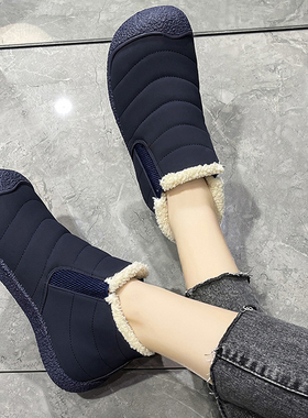 棉鞋女2025冬季加绒加厚妈妈棉靴冬鞋中老年人一脚蹬雪地靴女款冬