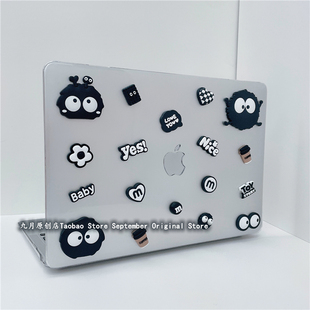 卡通煤球精灵适用macbookair13保护壳2020防摔m1苹果笔记本macbookpro14寸水晶透明外壳macbookpro16寸保护套