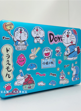 卡通哆啦A梦适用macbookair保护壳2020防摔m1苹果笔记本macbookpro13寸保护套macbookpro15/16寸水晶蓝色外壳