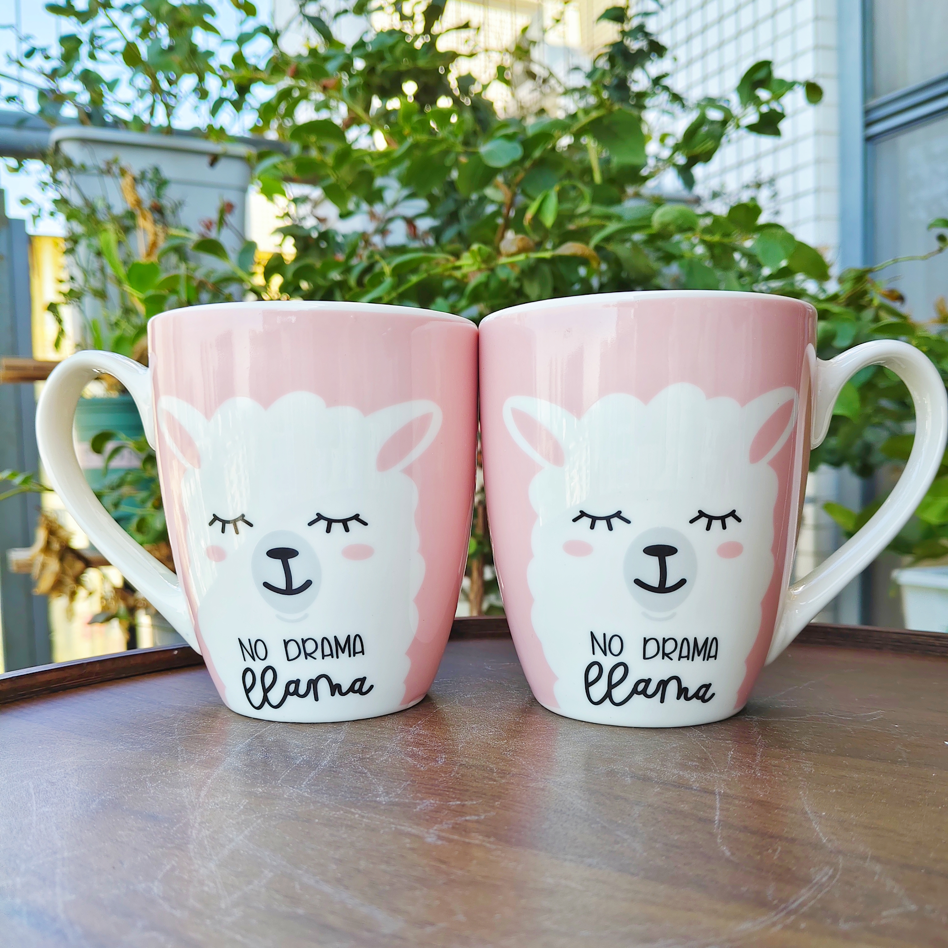 380ml粉色可爱水杯出口欧美绵羊马克杯高温釉下彩陶瓷杯子