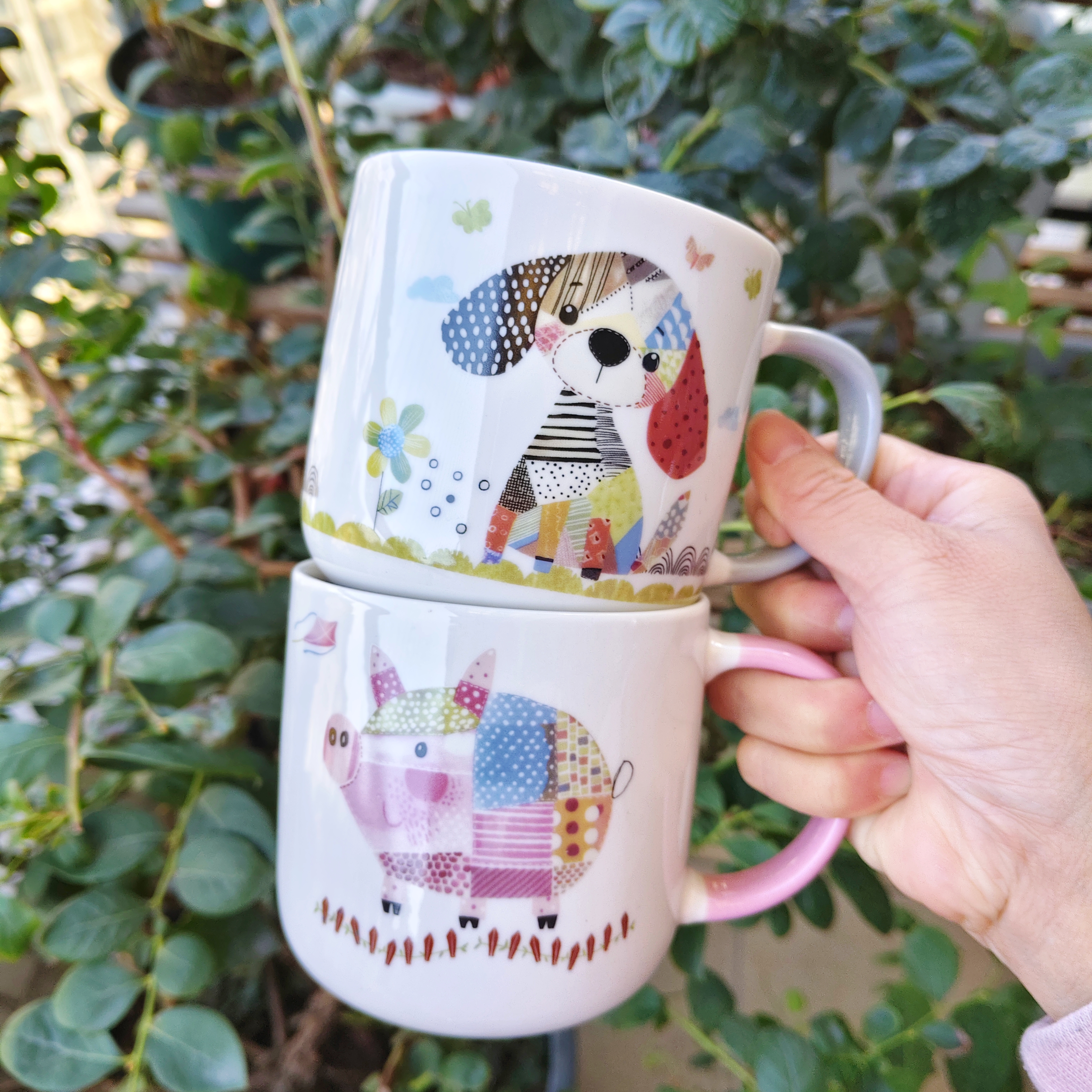 出口外贸可爱卡通动物马克杯高温釉下彩陶瓷杯子小猪小狗杯子