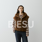 别素 自成焦点 慵懒羊毛连帽背心内搭