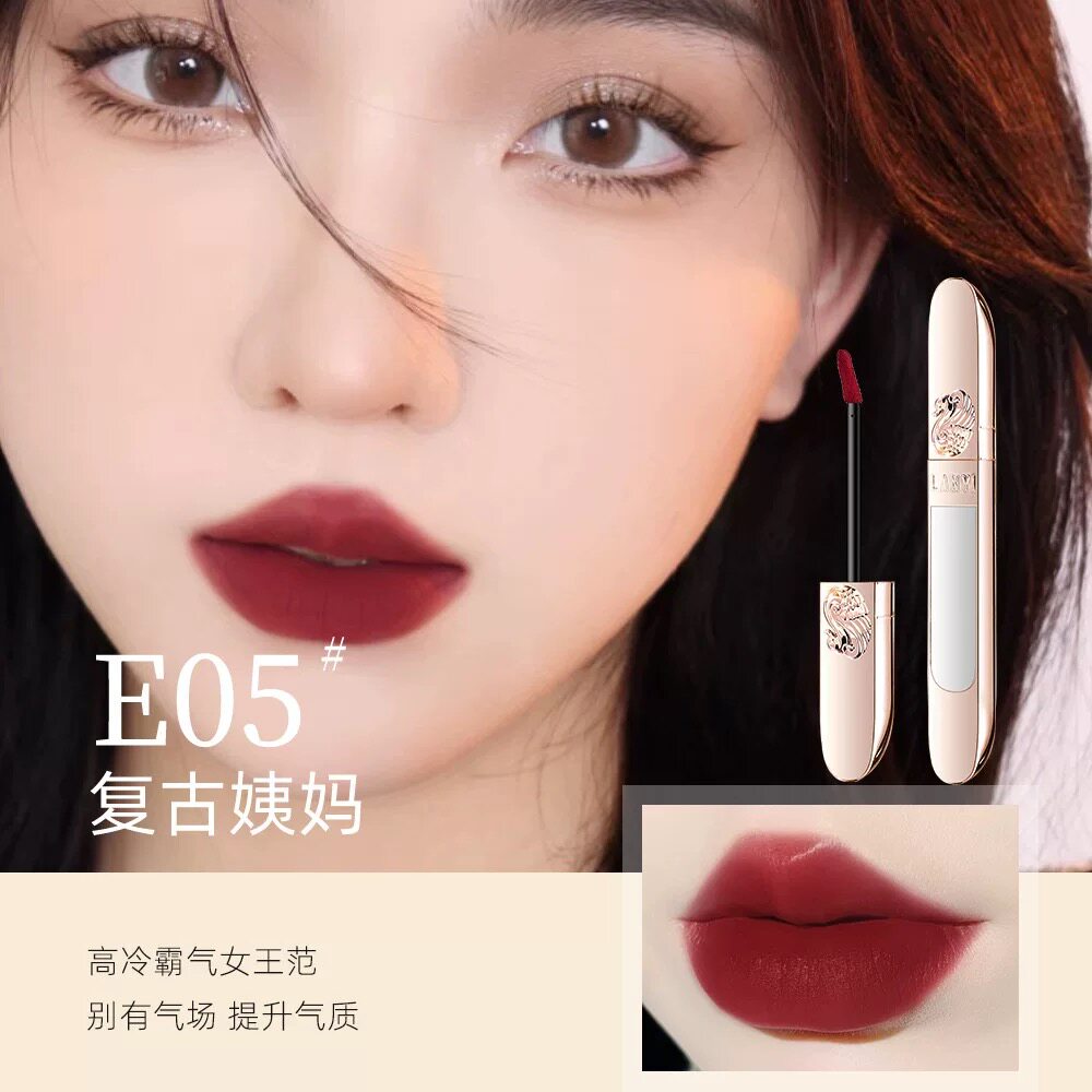 兰奕天鹅之镜绒雾不沾杯唇釉 欧美色自动成膜防水不掉色跨境美妆