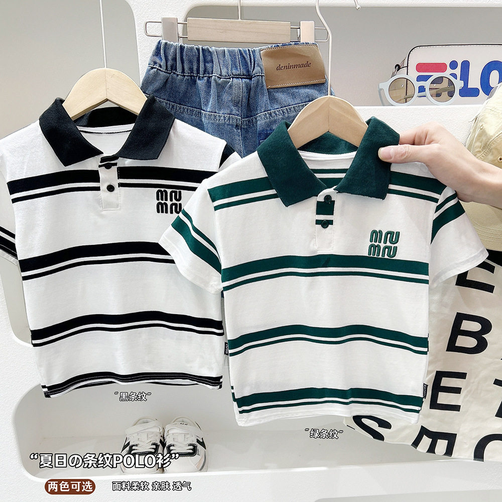 儿童短袖POLO衫男童翻领半袖T恤2025夏装新款男宝条纹宽松打底衫,童装/婴儿装/亲子装,儿童POLO衫,淘宝优惠券,粉丝福利购,淘宝优惠卷