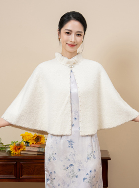 秋冬结婚新娘钉珠毛绒披肩