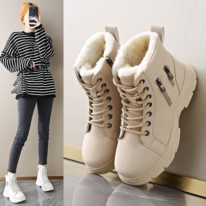雪地靴女款2026新款冬季加绒加厚马丁靴防水防滑大棉鞋
