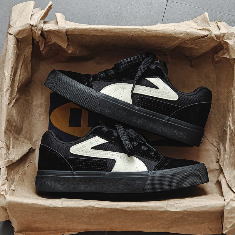 2025新款男鞋秋季厚底滑板鞋休闲百搭面包鞋韩版潮流运动板鞋跨境