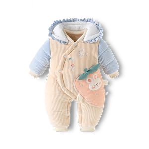 新生儿连体衣秋冬季加厚棉服抱衣男女宝宝棉袄套装满月婴儿外出服