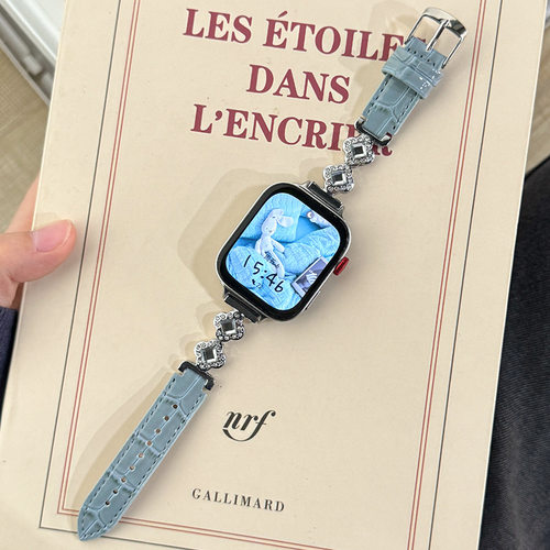适用华为watchfit4/4Pro表带镶钻竹节纹皮带华为fit3/2腕带女时尚