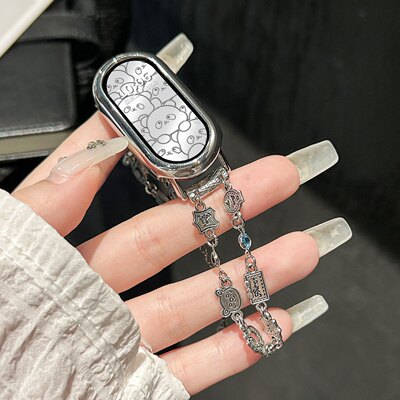 适用于小米手环10表带9/8姜饼人金属手链式NFC版腕带