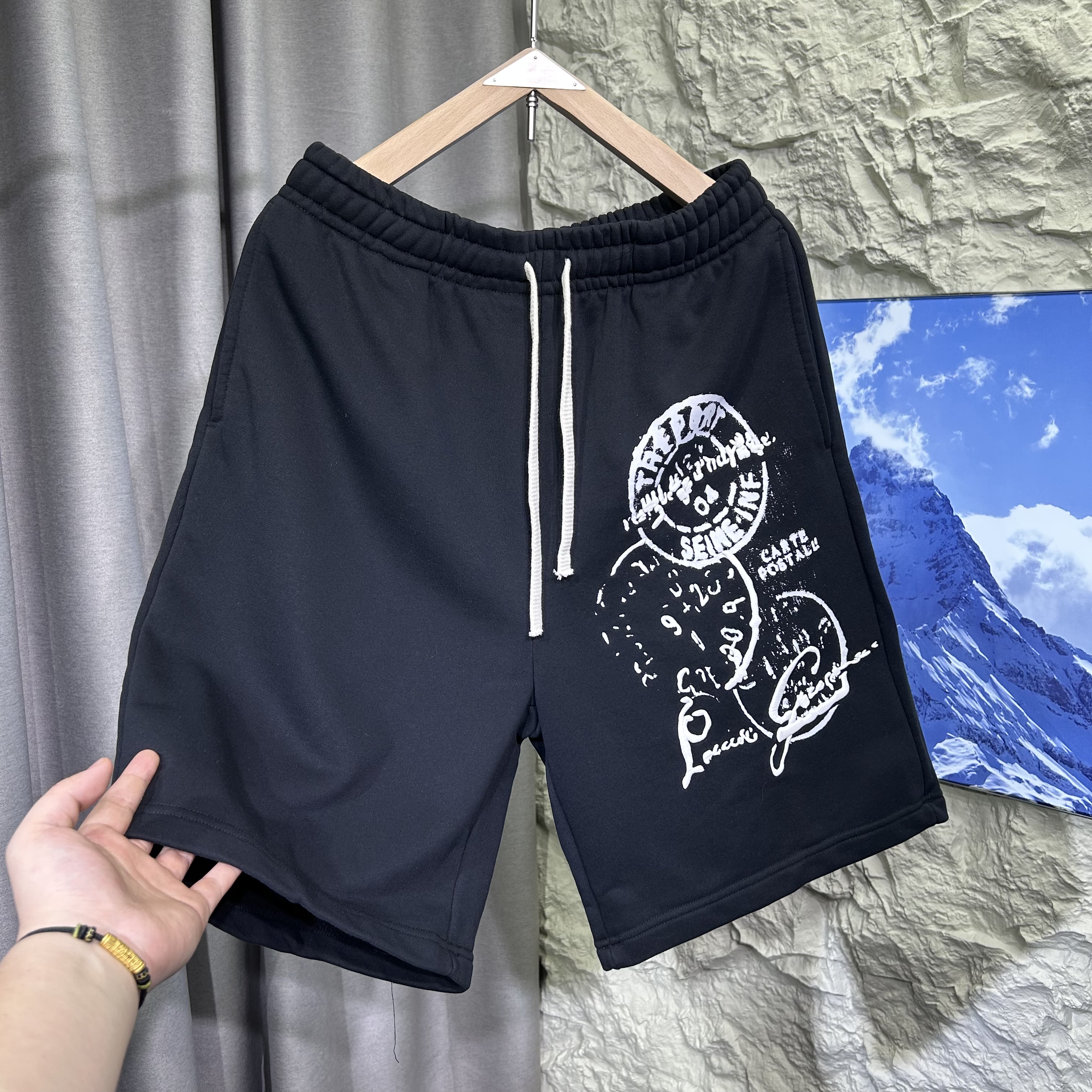 夏季重磅320g棉圈五分裤男美式街头复古纯棉短裤运动情侣潮牌卫裤