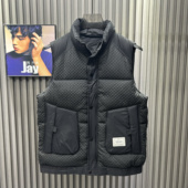 立领羽绒棉菠萝纹马甲加厚防风保暖机能风背心无袖 早冬新款 男士 潮