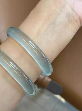 天然冰种石岩玉手镯蓝水色天青冻镯子库里蓝手镯石英岩玉手镯美人
