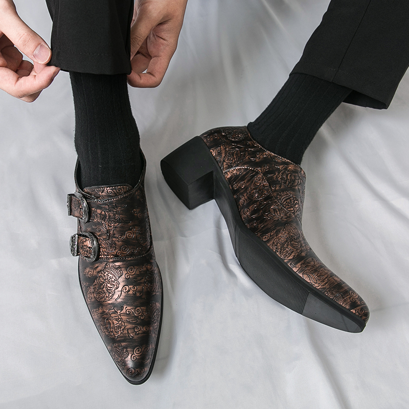 6CM增高鞋38-46大码男士高跟皮鞋