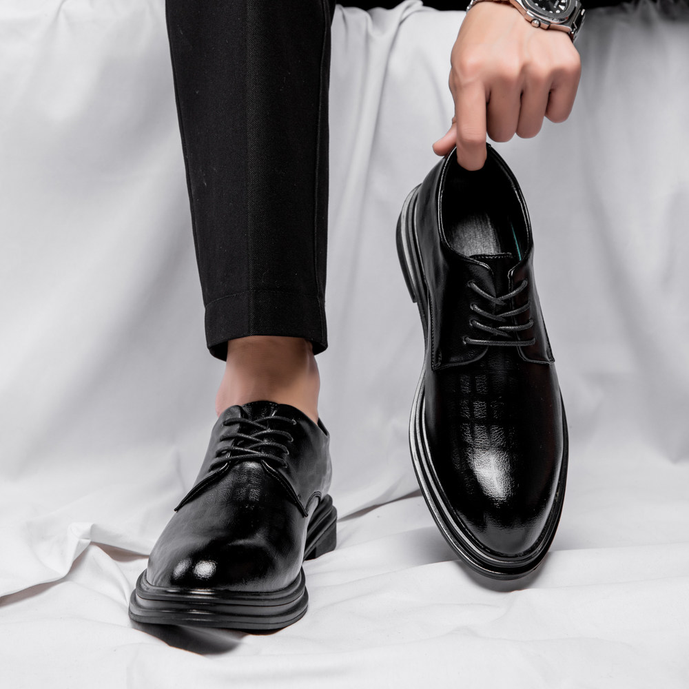 黑色德比鞋男新款商务正装英伦风尖头皮鞋影楼拍照婚鞋韩版休闲鞋,流行男鞋,正装皮鞋,淘宝优惠券,粉丝福利购,淘宝优惠卷