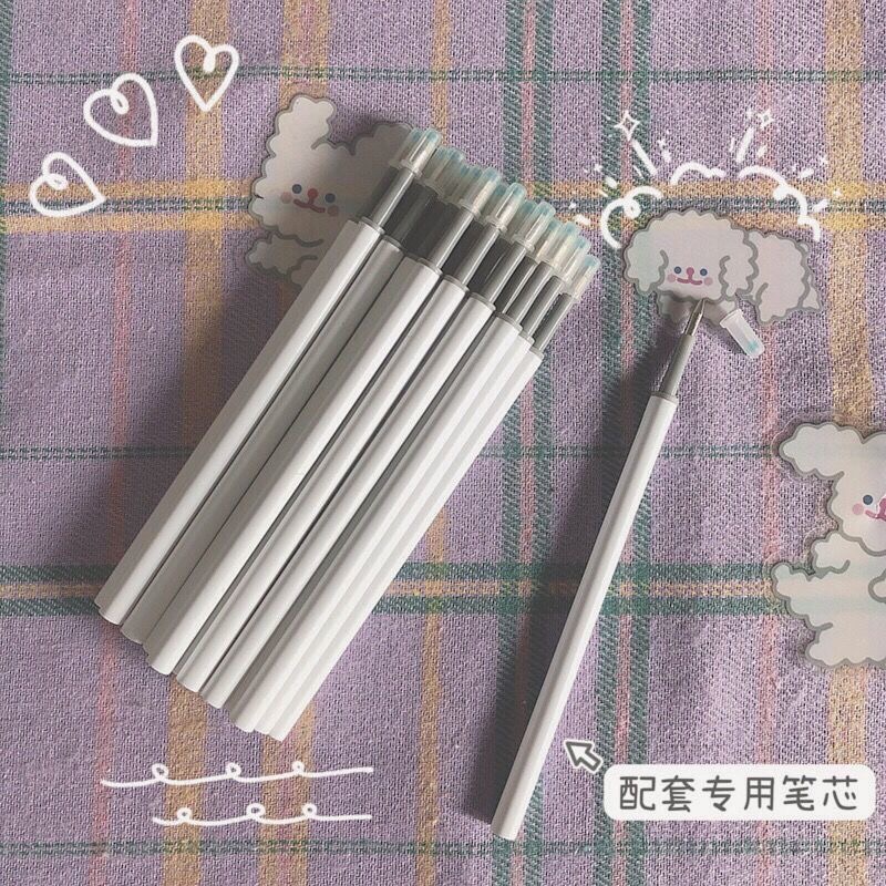 白杆按动笔芯黑色0.5mm子弹头大容量粗笔芯按压式按动中性笔替芯