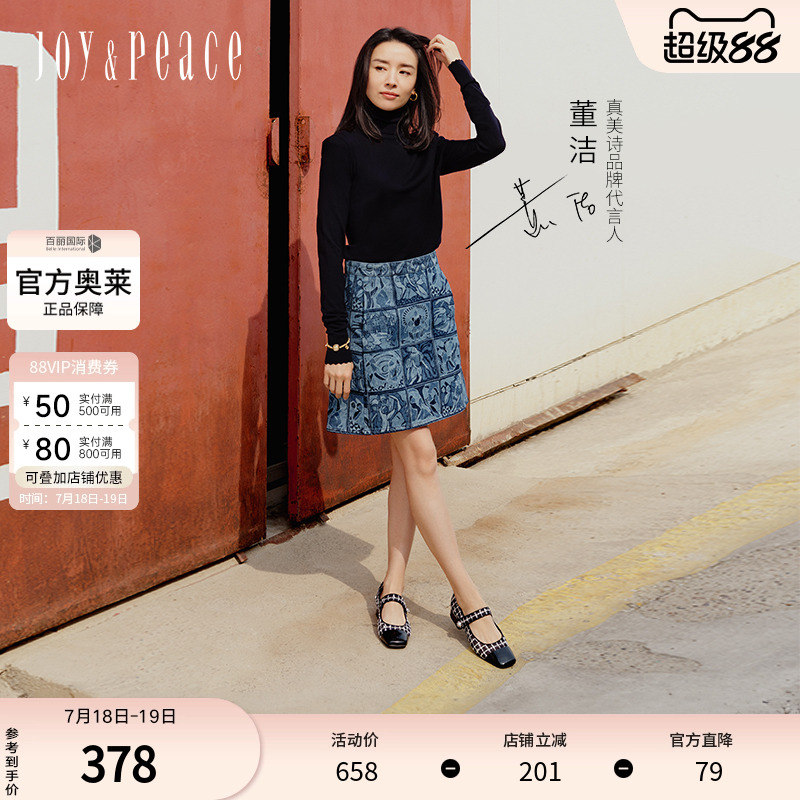 真美诗官方奥莱2024复古小香风粗跟透气网布玛丽珍单鞋女YWQ02AQ4