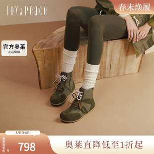 真美诗2025年冬季 撞色双鞋 带运动拳击靴勃肯时装 靴女Y1Y02DD5 新款
