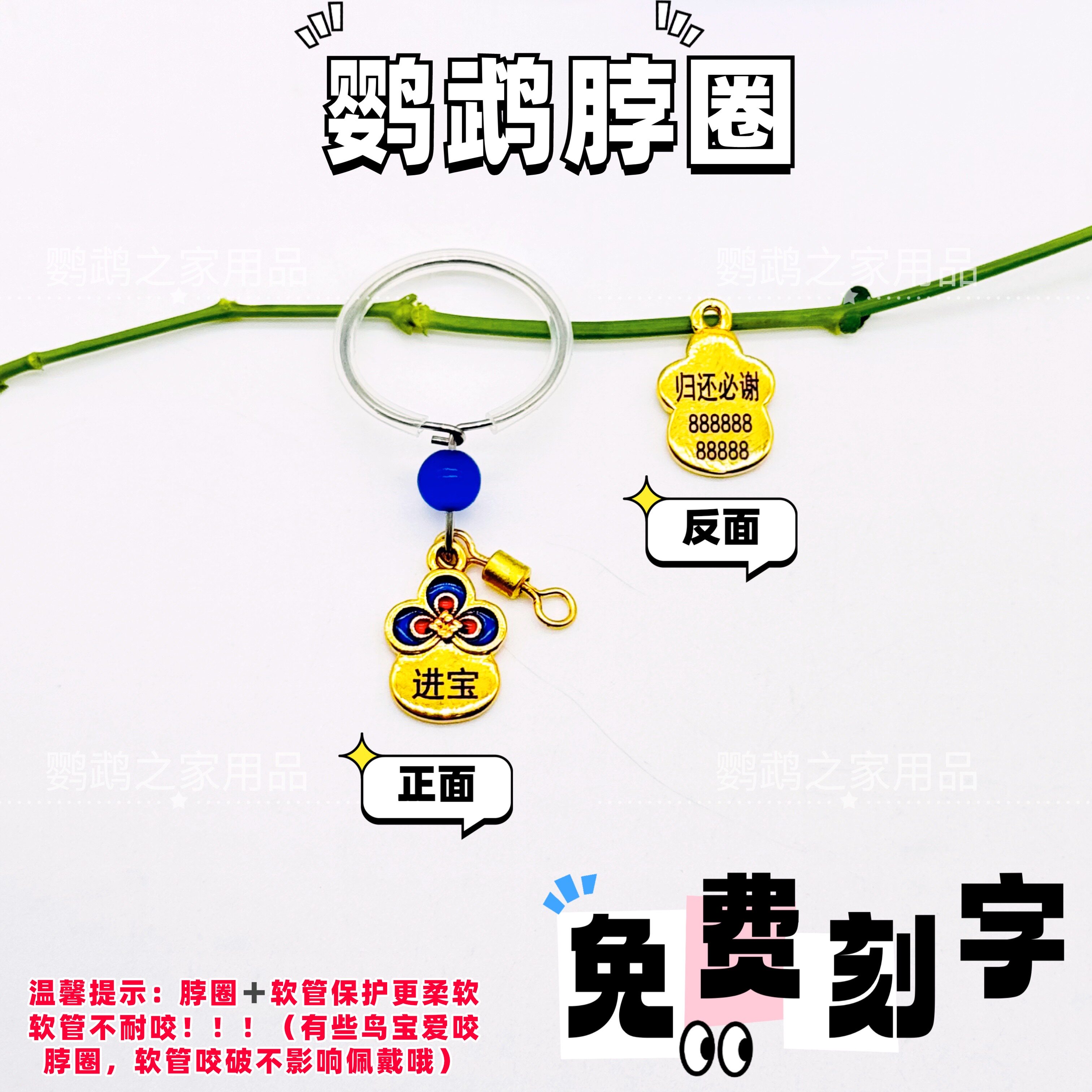 鹦鹉脖套不锈钢和尚脚链玄凤牡丹虎皮栓鸟链金太放飞训练脖圈链子