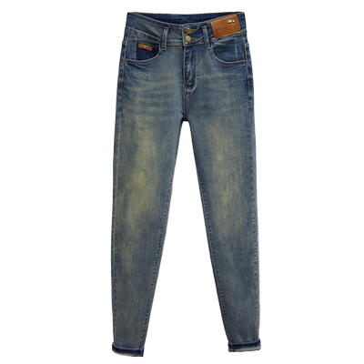 大码小脚裤牛仔裤女春秋胖MM裤子显瘦微胖高腰弹力紧身长裤