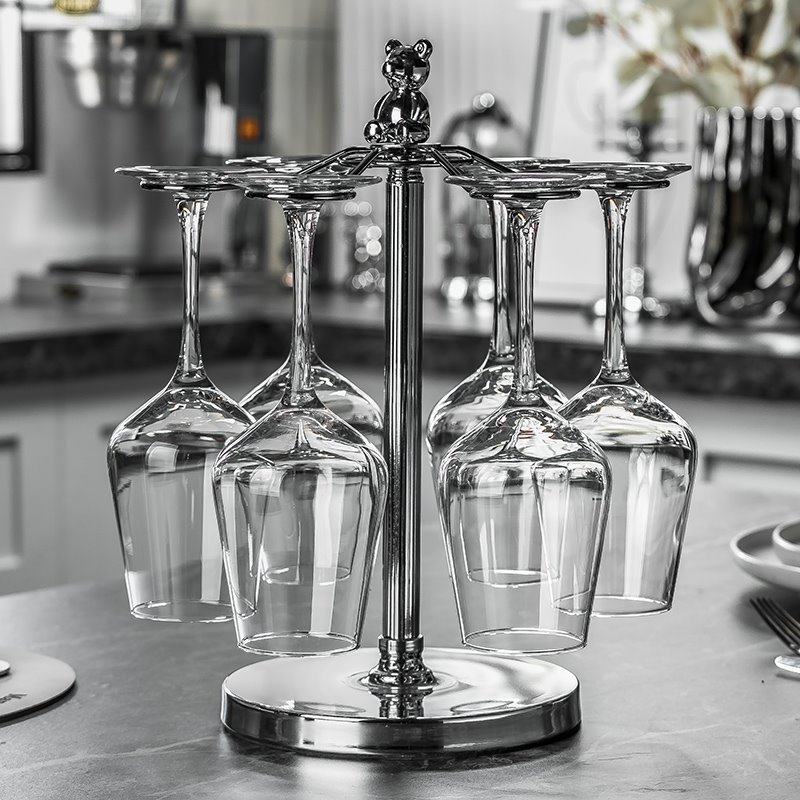 德国高档红酒杯套装家用水晶玻璃醒酒器高脚杯葡萄酒杯旋转收纳架