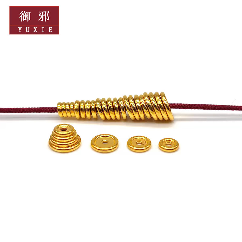 YUXIE/御邪黄金999足金车轮隔片实心垫片文玩手串DIY金转运珠礼物