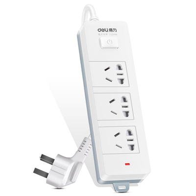 得力18274插排电源排插插线板2m3孔拖线板转换器接线板插座办公家用防触电