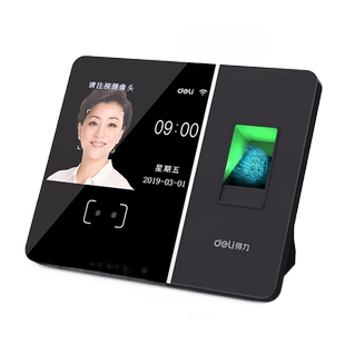 得力(deli)大容量人脸+指纹考勤机 无线联网无接触打卡机 触屏操控 异地联网考勤3759