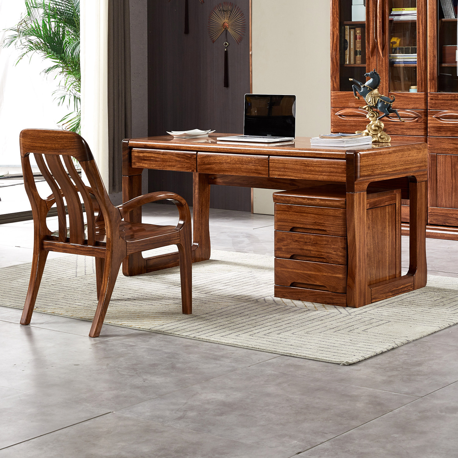 乌金木书桌现代中式全实木书桌椅组合办公电脑桌书台简约书房家具,住宅家具,书桌,淘宝优惠券,粉丝福利购,淘宝优惠卷