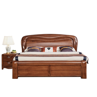 乌金木全实木床1.8米加宽大床双人主卧高箱储物现代中式简约家具