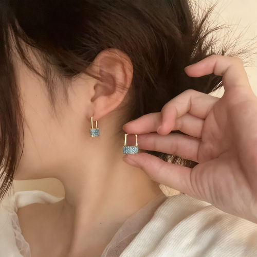 个性设计绿石U型锁耳扣耳环女潮