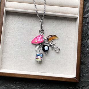 甜酷Y2K千禧多元素网球包挂件钥匙扣项链女辣妹亚文化氛围感颈链