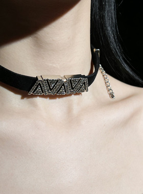 小巧精致V字镶钻choker项圈项链