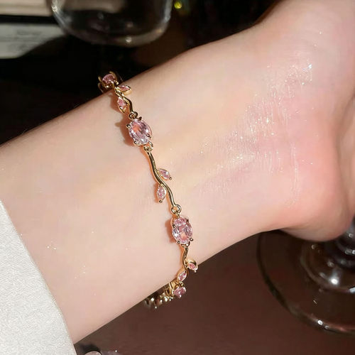 精致甜美风郁金香水钻手链女配饰