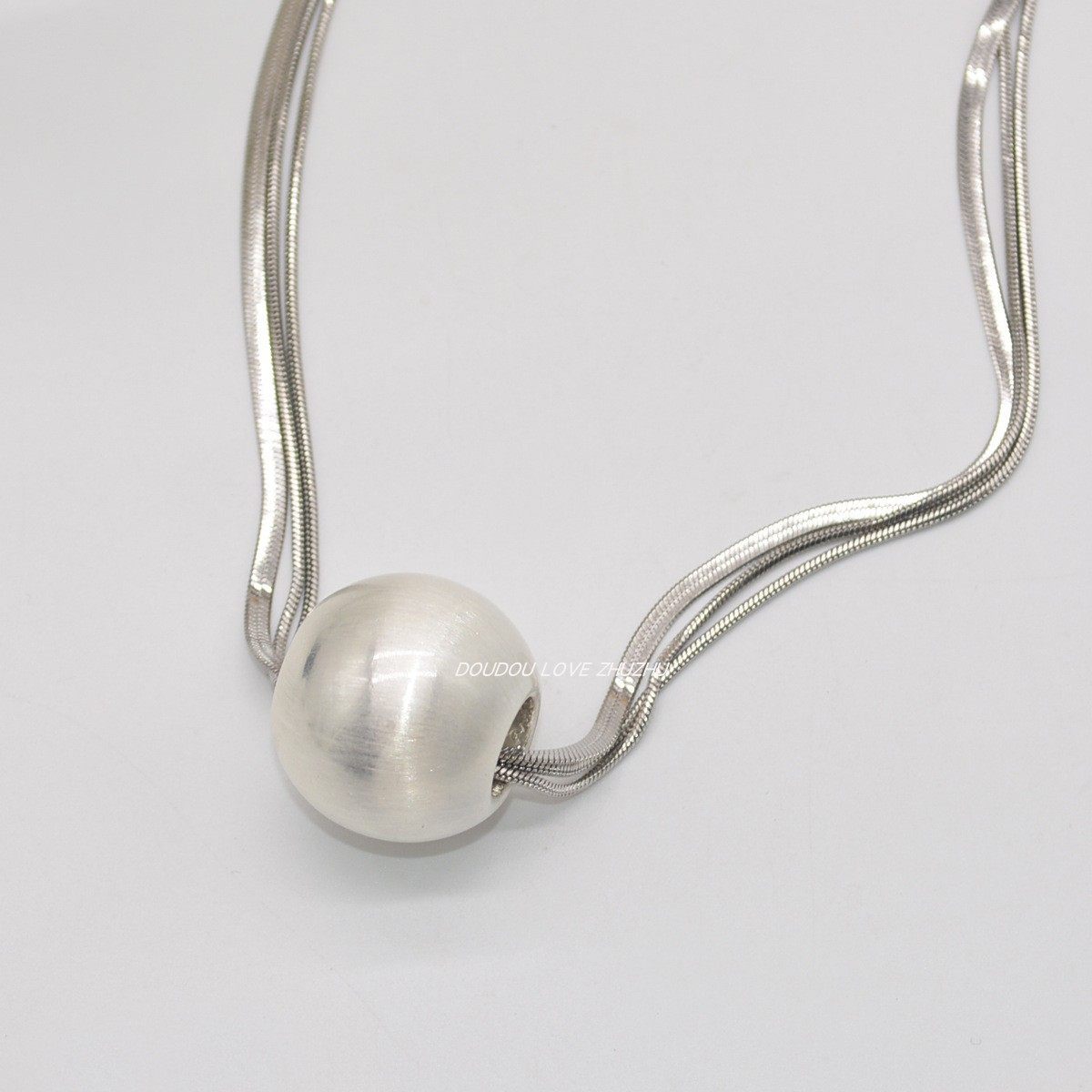 金属多层蛇骨链女大拉丝球项链