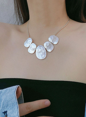 金属蛇骨链女拉丝不规则项链