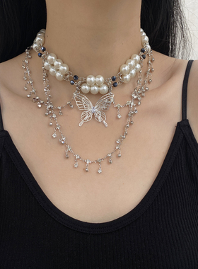 珍珠女式镂空蝴蝶项链