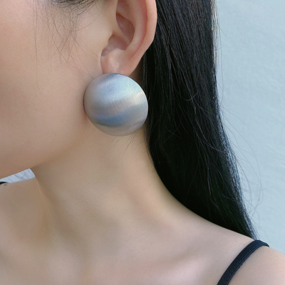 金属夸张女半球亮面耳钉耳饰
