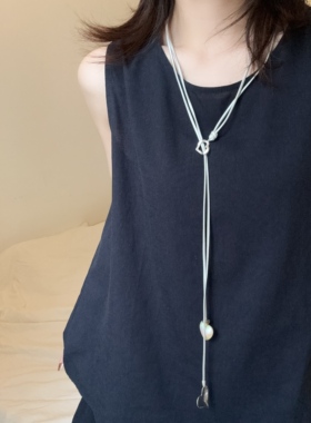 双层爱心吊坠项链女可调节毛衣链