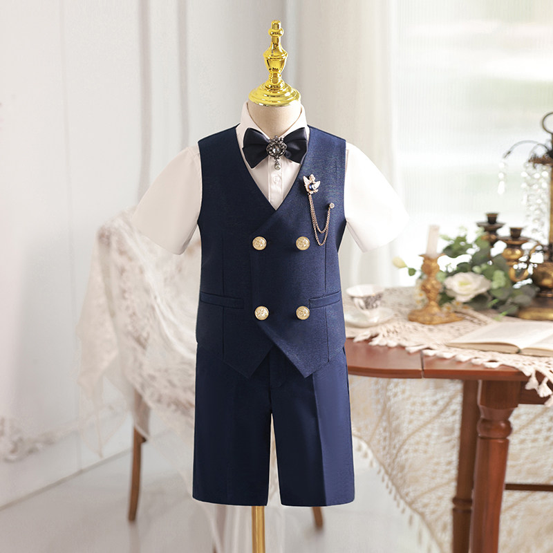 男童西装套装2026新款春夏儿童礼服主持人花童马甲钢琴演出服
