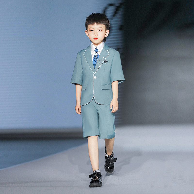 【清仓】男童西装套装夏短袖英伦风儿童礼服主持人西服钢琴演出服